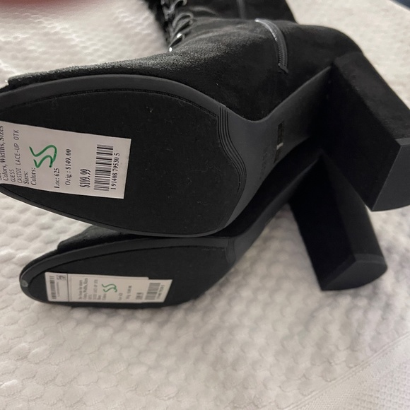 Guess Women's Casidi Lace Knee High Open Toe Boots Black 11 M US - Picture 12 of 13